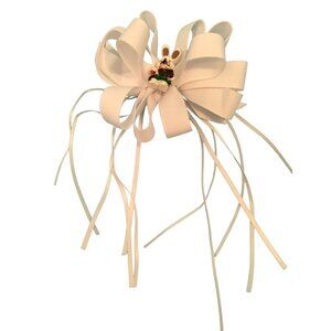 Easter Bunny Girls Hair White Ribbon Bow Barrette Adorable